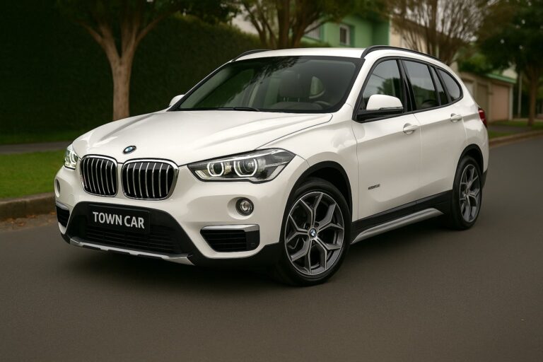 BMW X1 branca da Town Car Curitiba – SUV de luxo para transfers executivos.