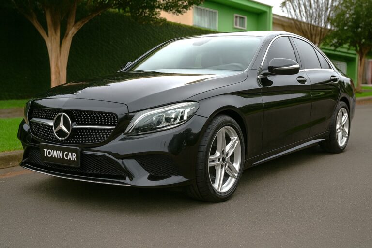 Mercedes-Benz C180 preta Town Car Curitiba – sedan de luxo para transfers