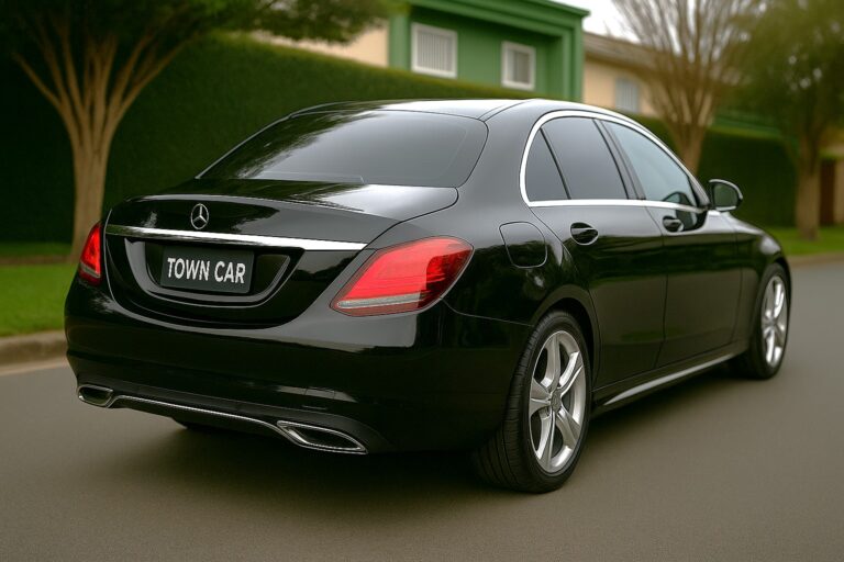 Sedan executivo Mercedes-Benz C180 da Town Car – transporte de luxo em Curitiba.