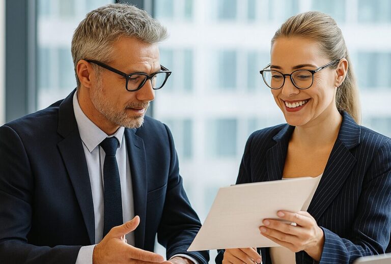 Executivos em reunião sobre transporte corporativo premium em Curitiba